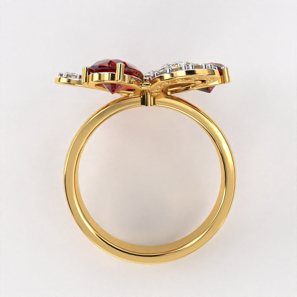 Red Petal Diamond Ring