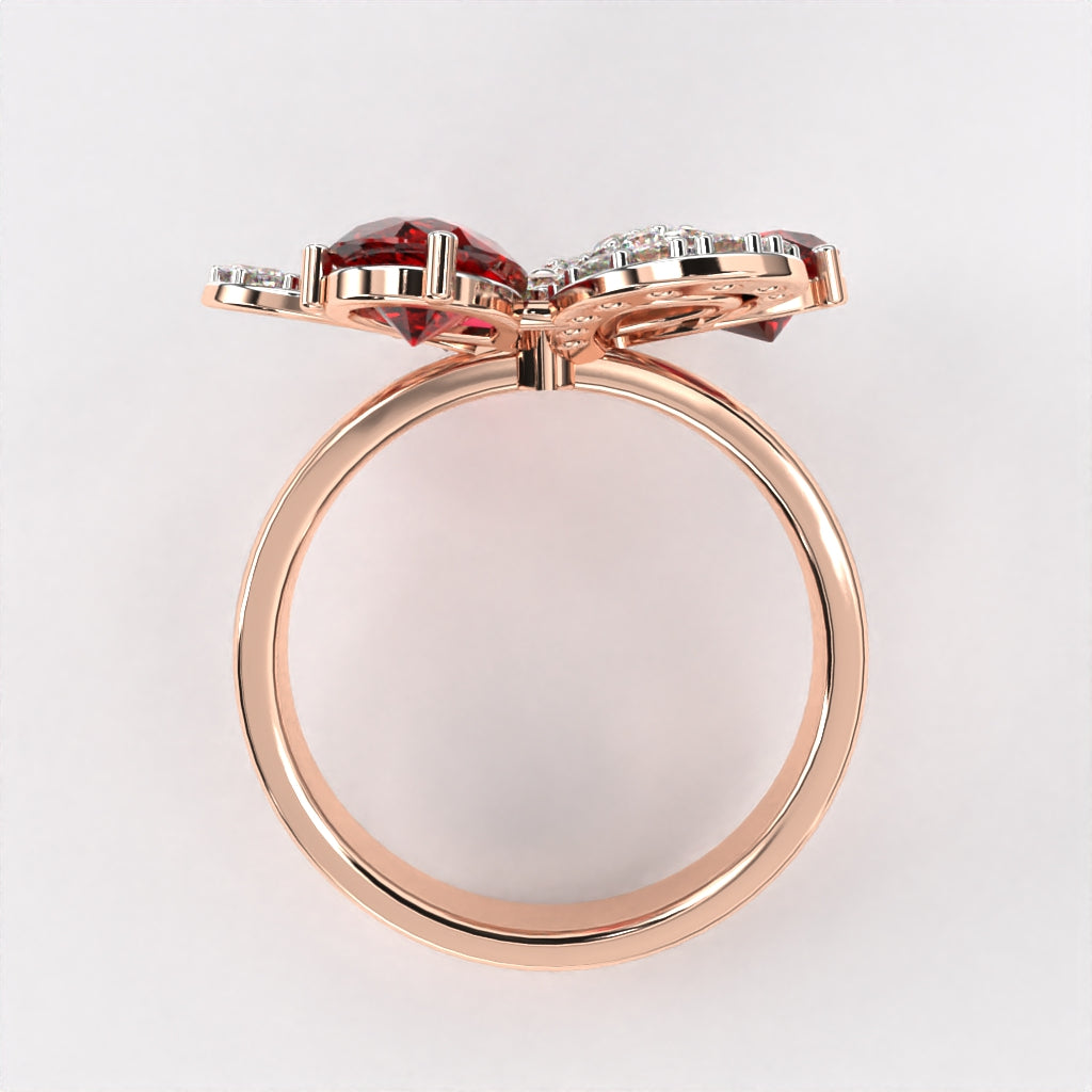 Red Petal Diamond Ring