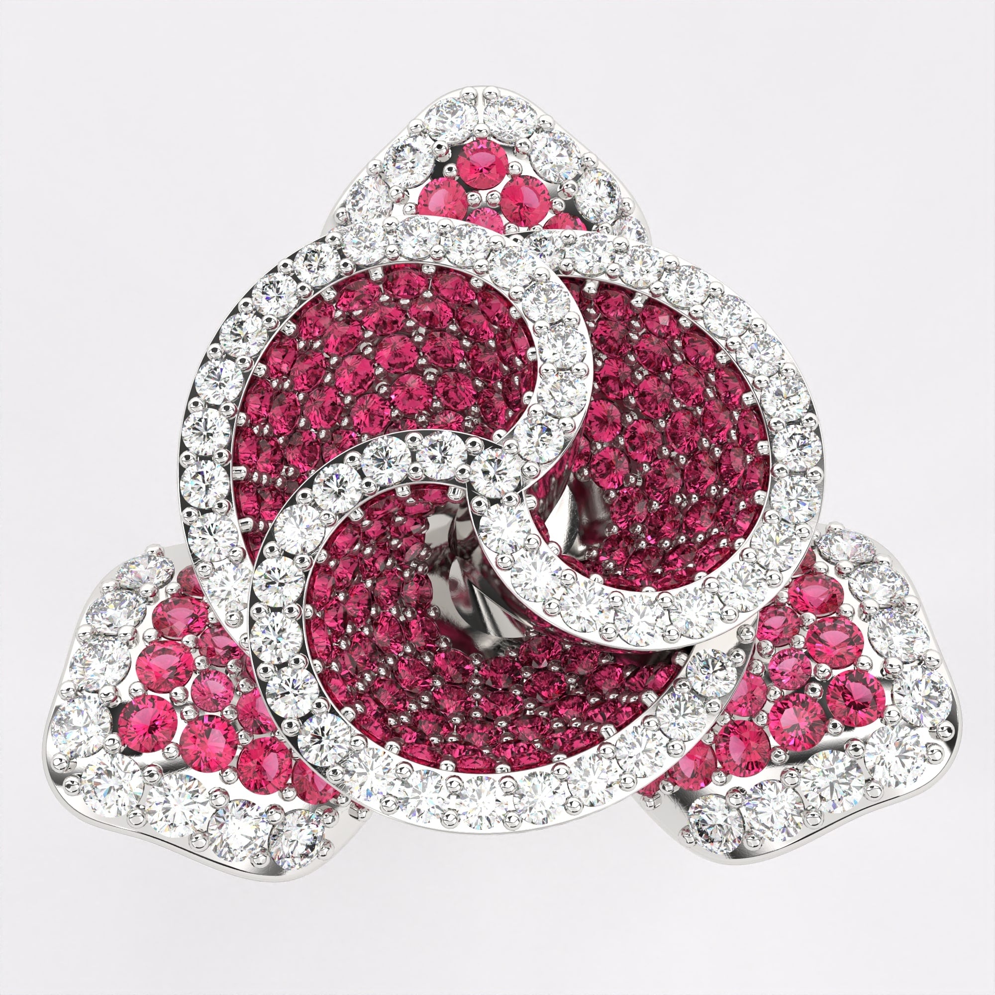 Red Rose Diamond Ring in 925 Silver