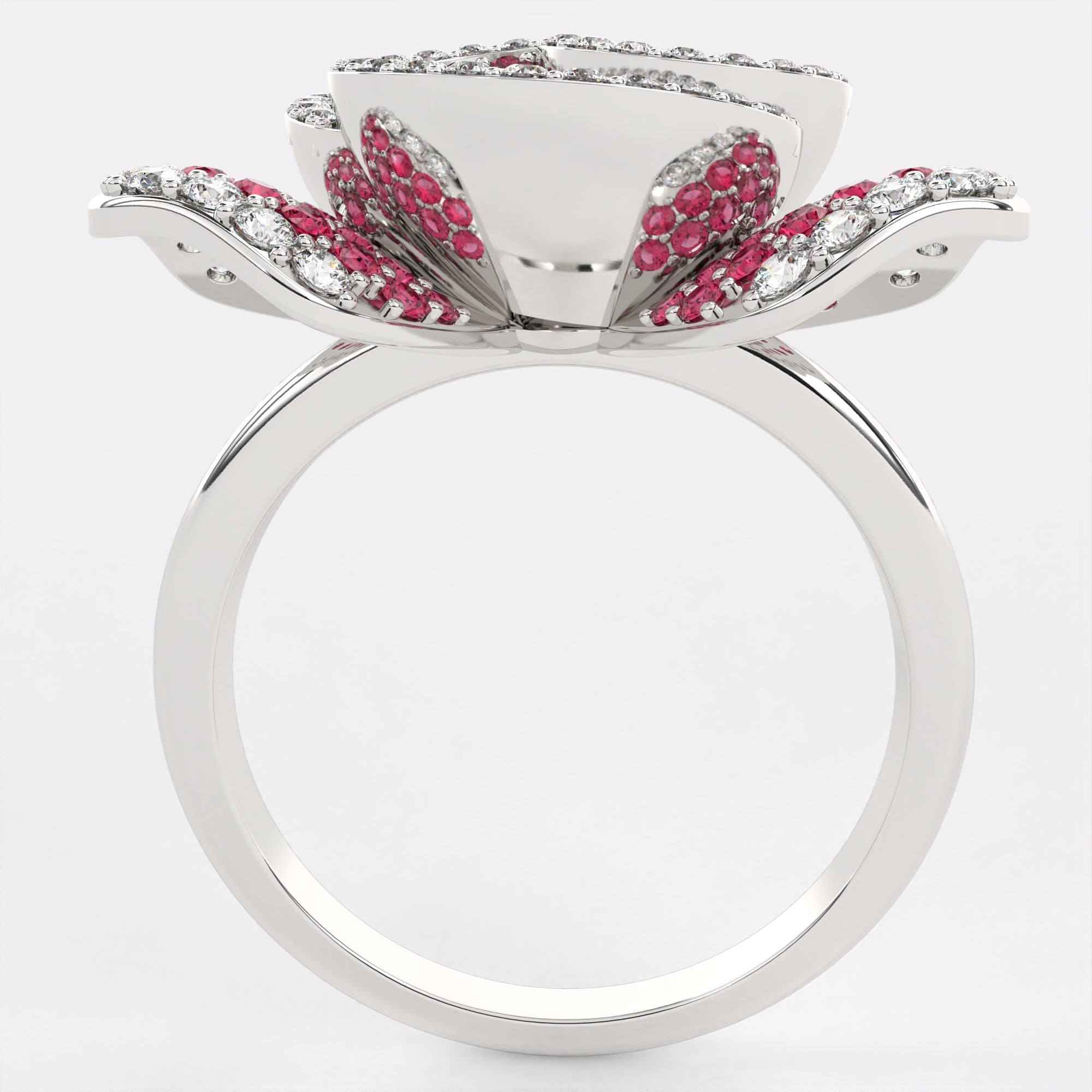 Red Rose Diamond Ring in 925 Silver