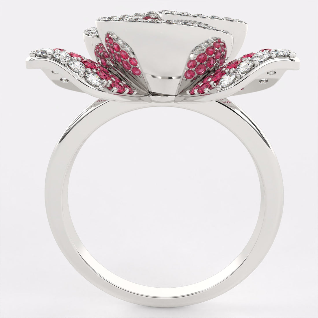 Red Rose Diamond Ring in 925 Silver