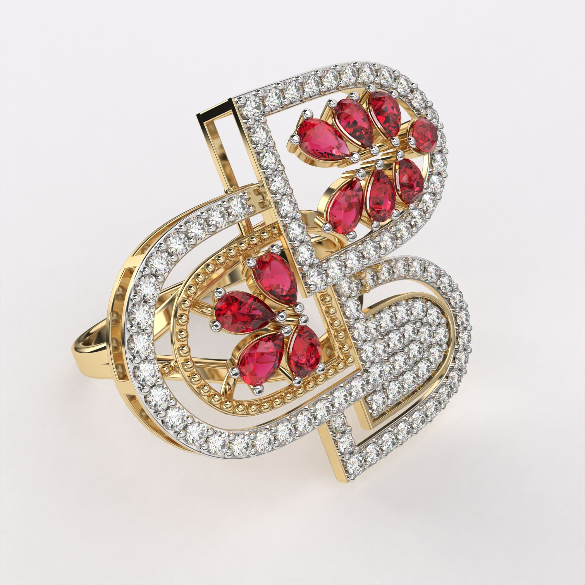 Red Rose petal Diamond Ring