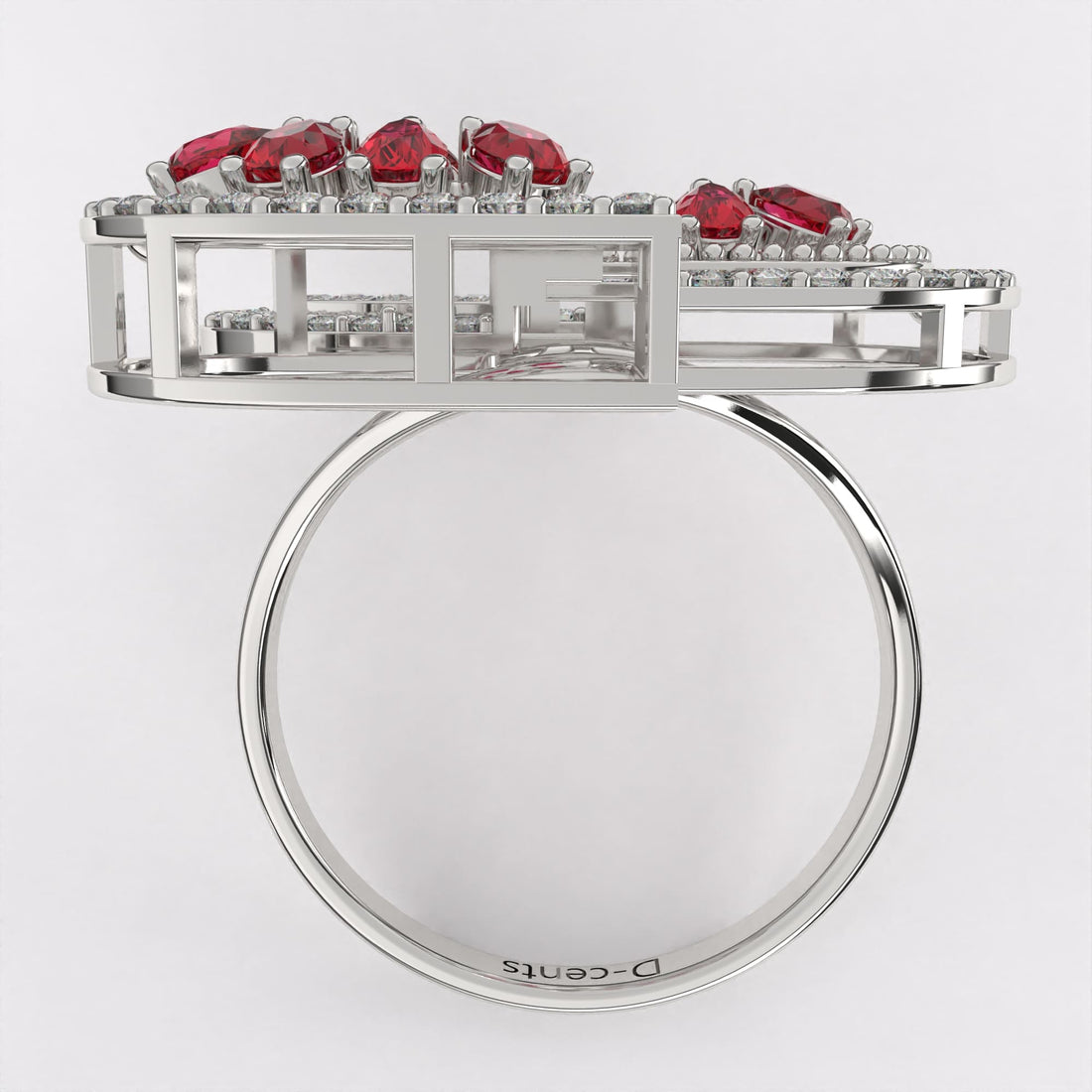 Red Rose petal Diamond Ring in 925 Silver