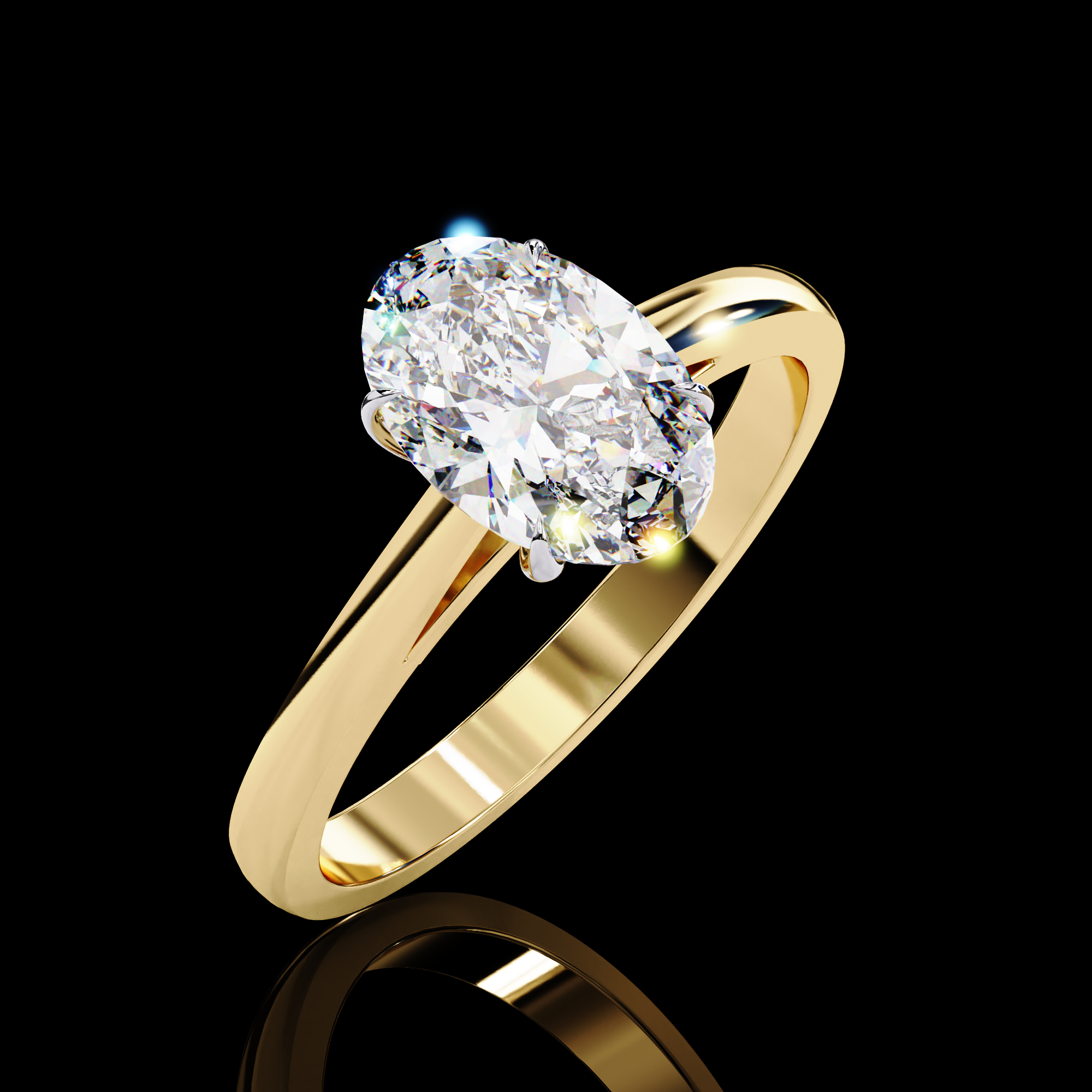 Regal Oval Solitaire Diamond Ring3