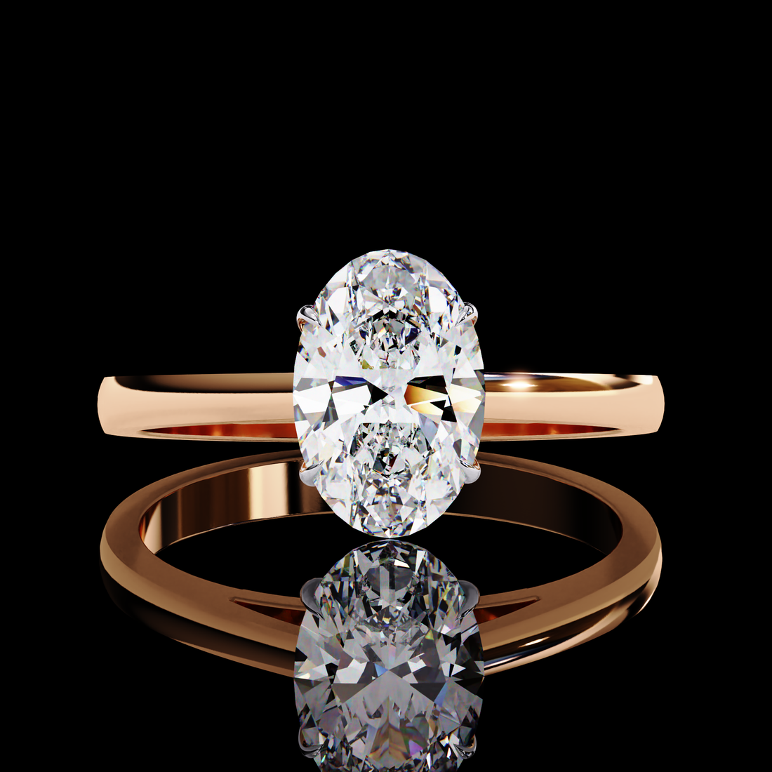 Regal Oval Solitaire Diamond Ring6