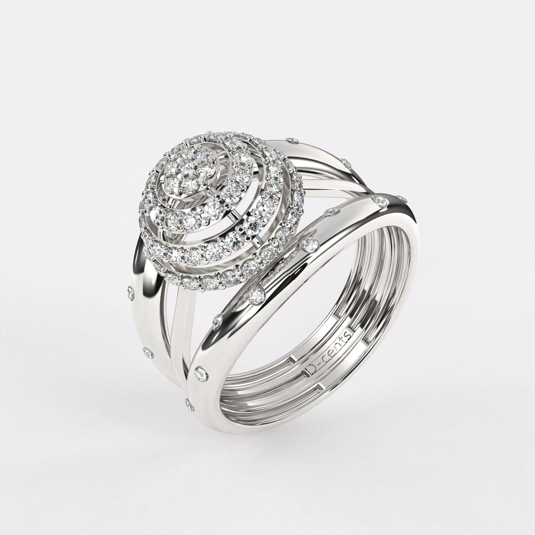 Rising Sun Diamond Ring in 925 Silver