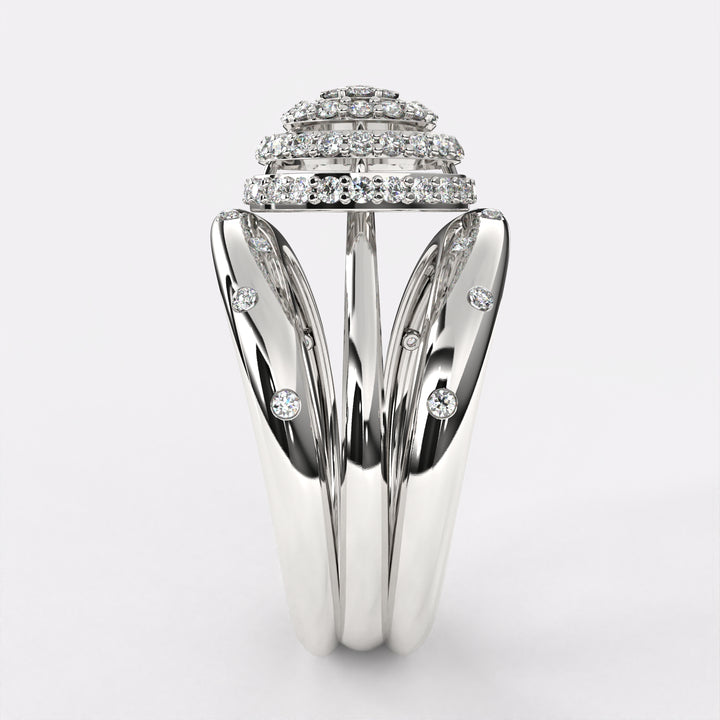 Rising Sun Diamond Ring in 925 Silver
