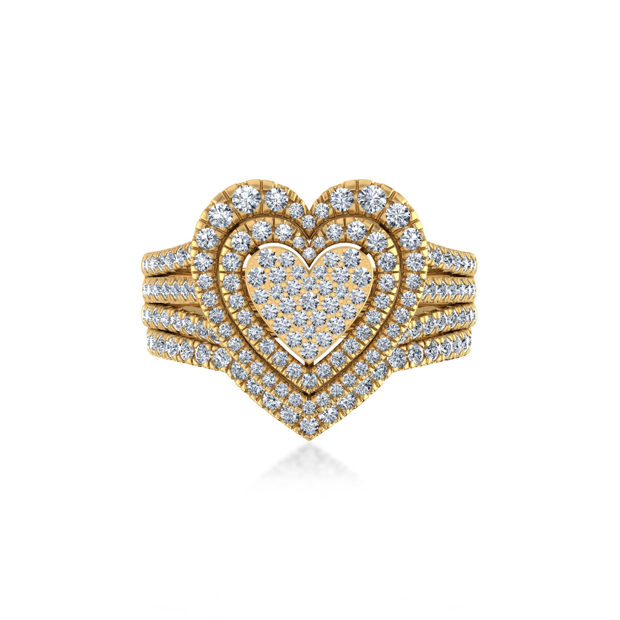 Romantic Heart-Shaped Lab Diamond Ring with Triple Halo