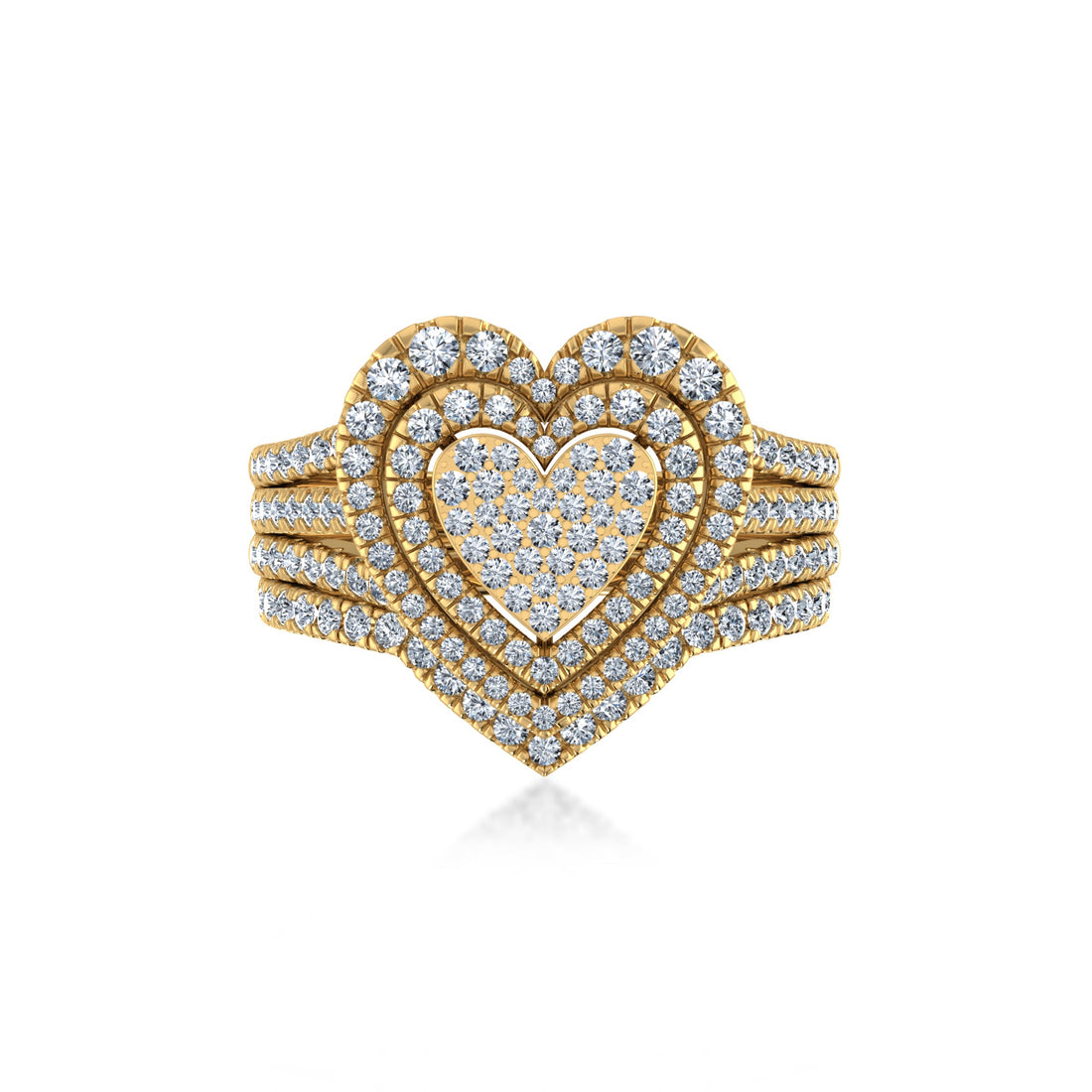 Romantic Heart-Shaped Lab Diamond Ring with Triple Halo