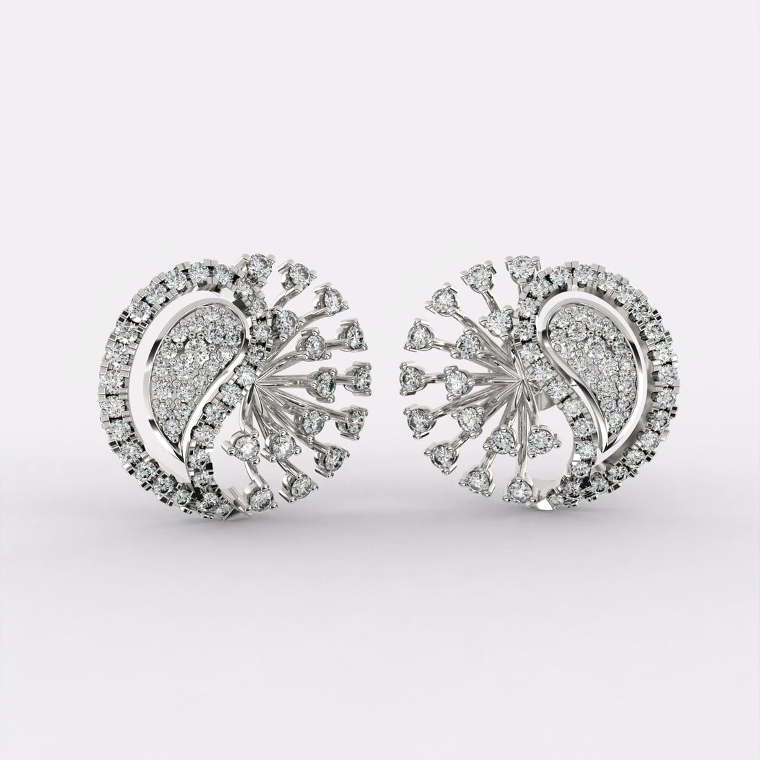 Root Diamond Stud Earrings in 925 Silver