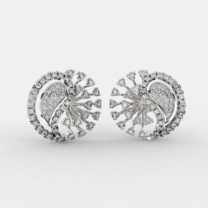 Root Diamond Stud Earrings in 925 Silver