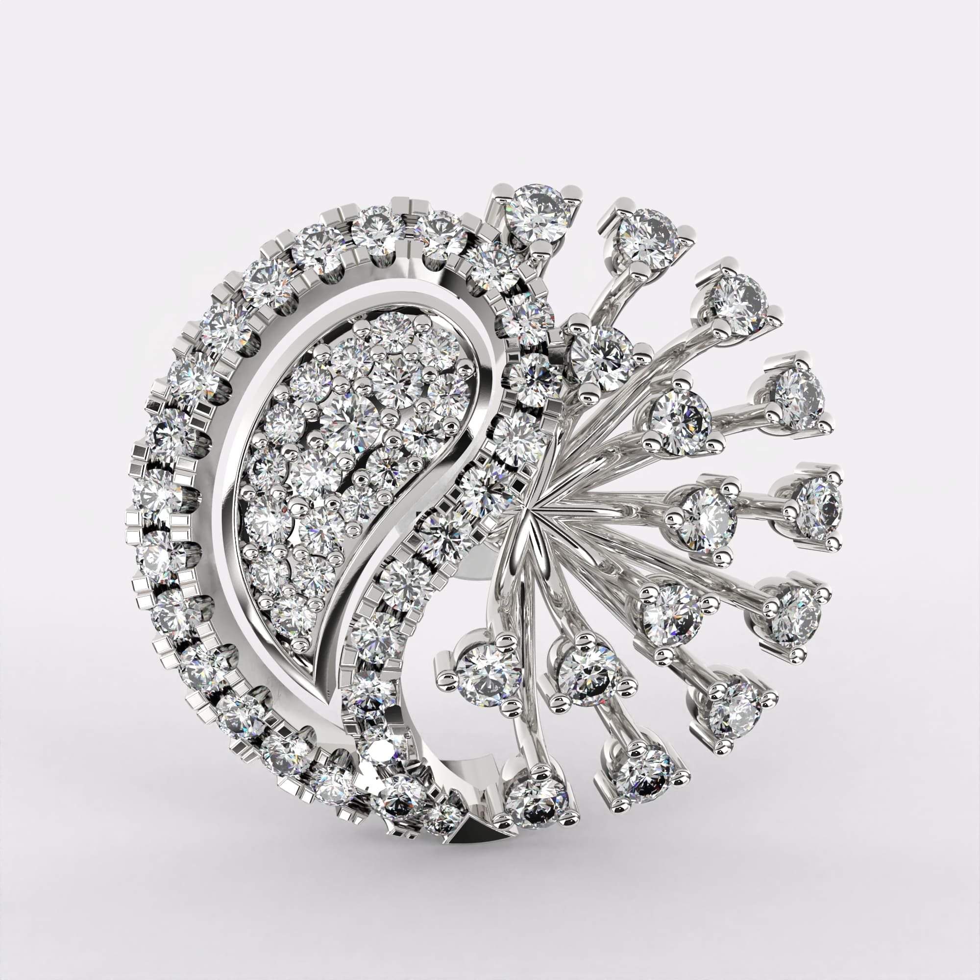 Root Diamond Stud Earrings in 925 Silver