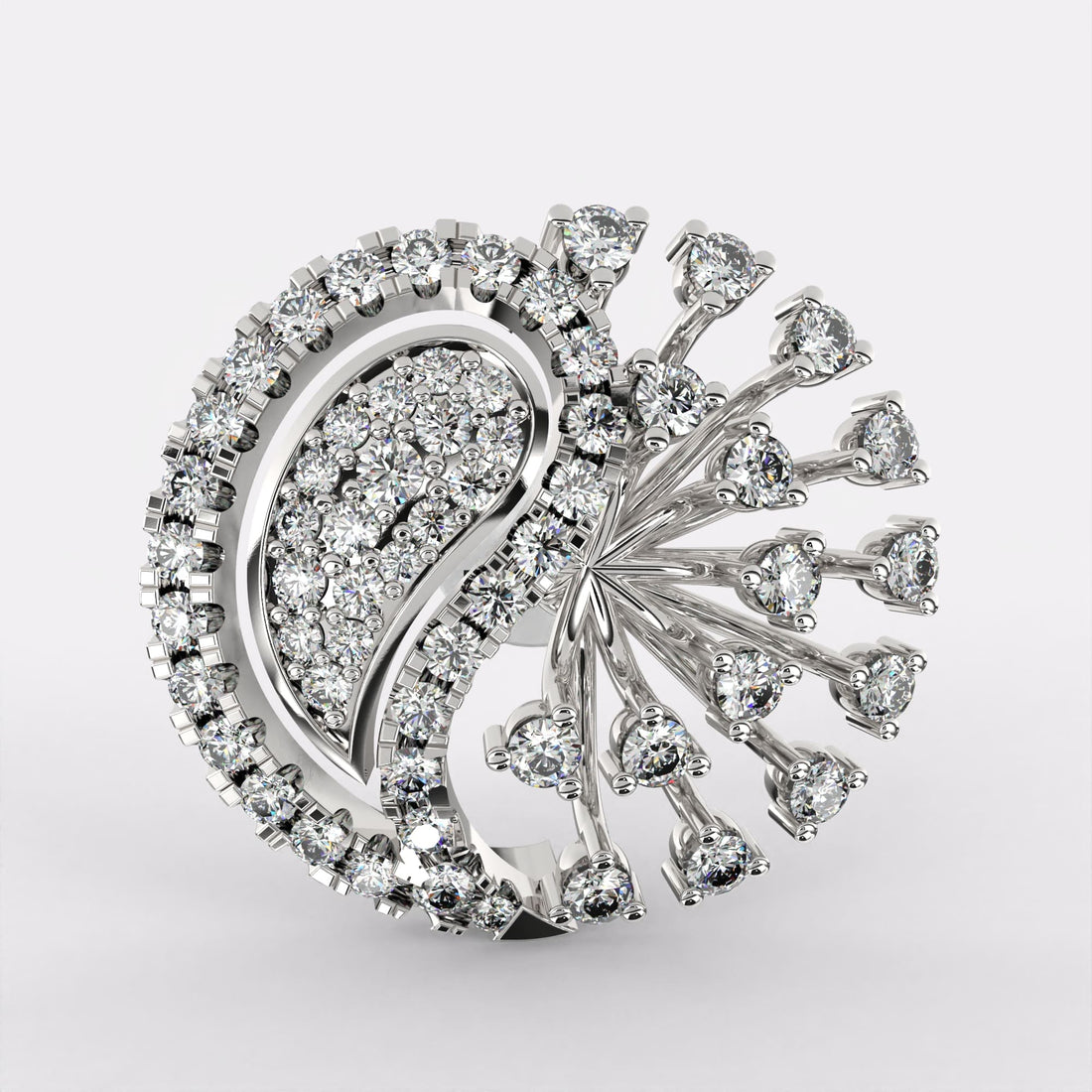 Root Diamond Stud Earrings in 925 Silver