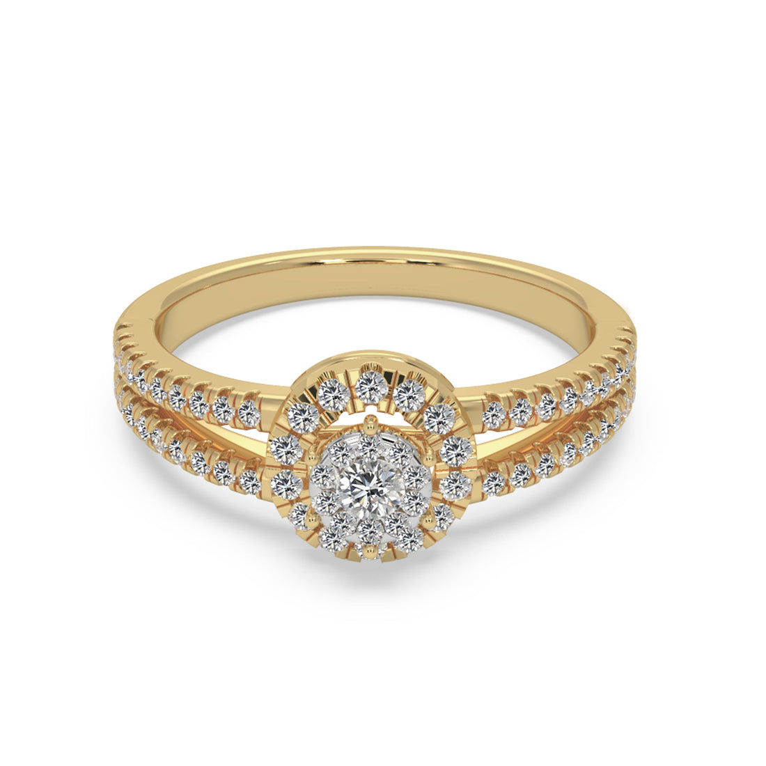 Round Brilliant Lab Grown Diamond Cluster Split Shank Engagement Ring