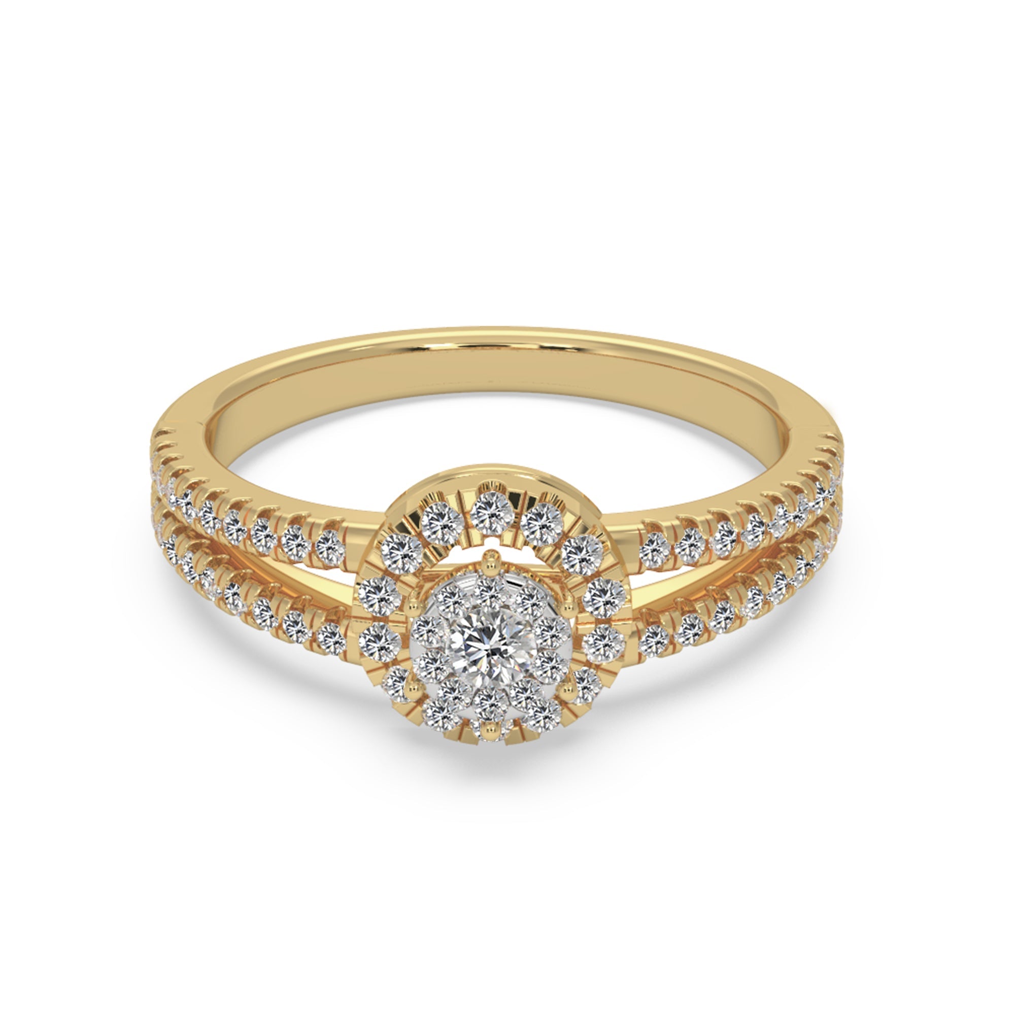 Round Brilliant Lab Grown Diamond Cluster Split Shank Engagement Ring