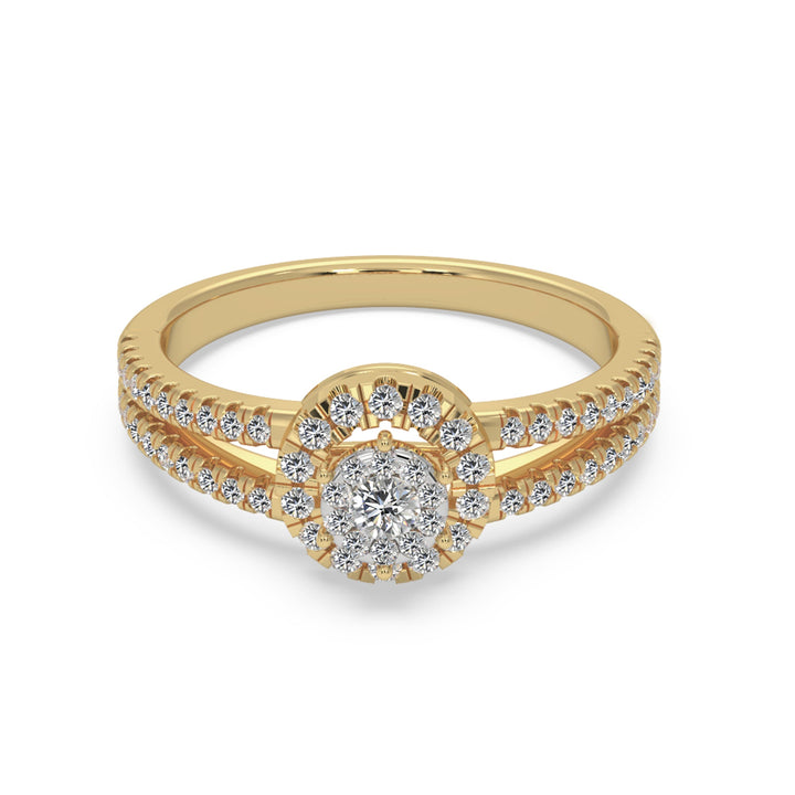 Round Brilliant Lab Grown Diamond Cluster Split Shank Engagement Ring