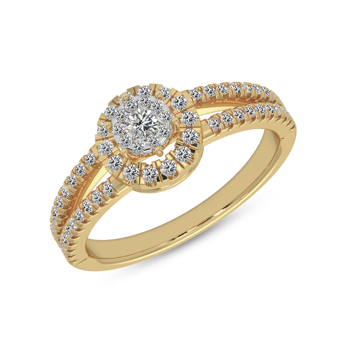 Round Brilliant Lab Grown Diamond Cluster Split Shank Engagement Ring