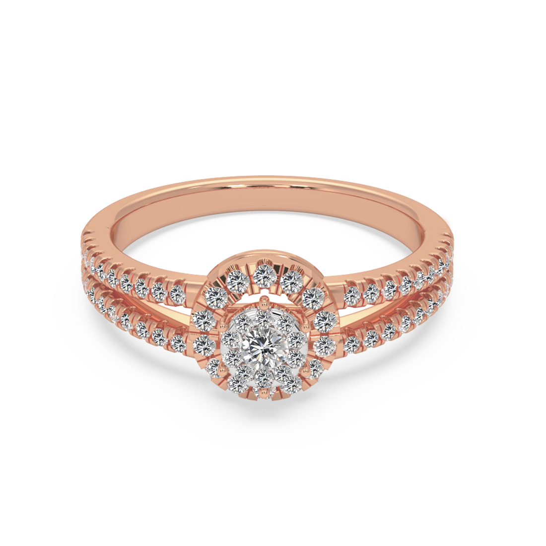 Round Brilliant Lab Grown Diamond Cluster Split Shank Engagement Ring