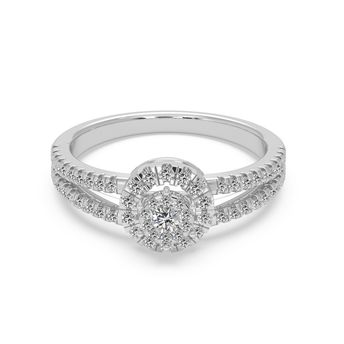 Round Brilliant Lab Grown Diamond Cluster Split Shank Engagement Ring