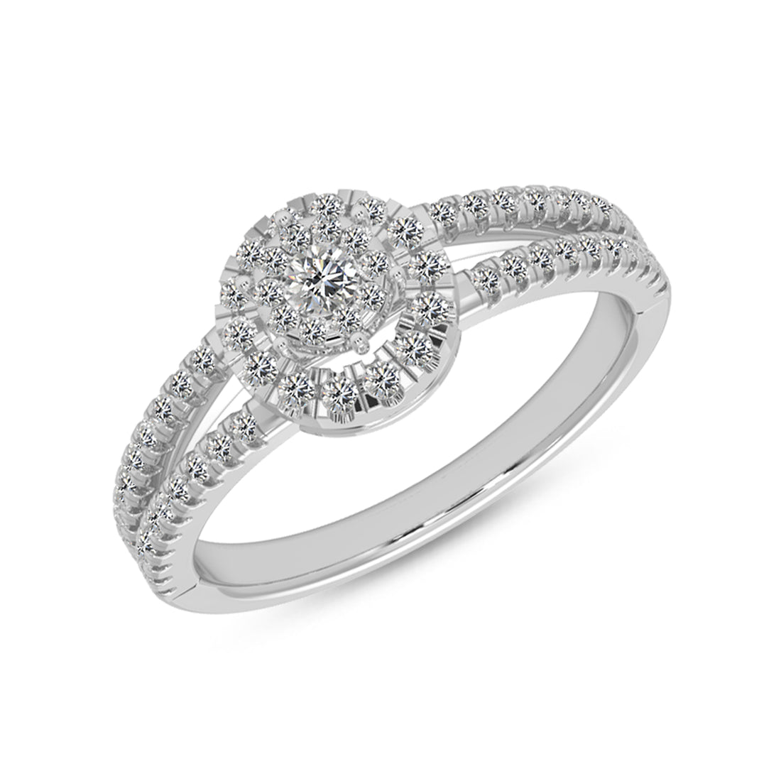 Round Brilliant Lab Grown Diamond Cluster Split Shank Engagement Ring
