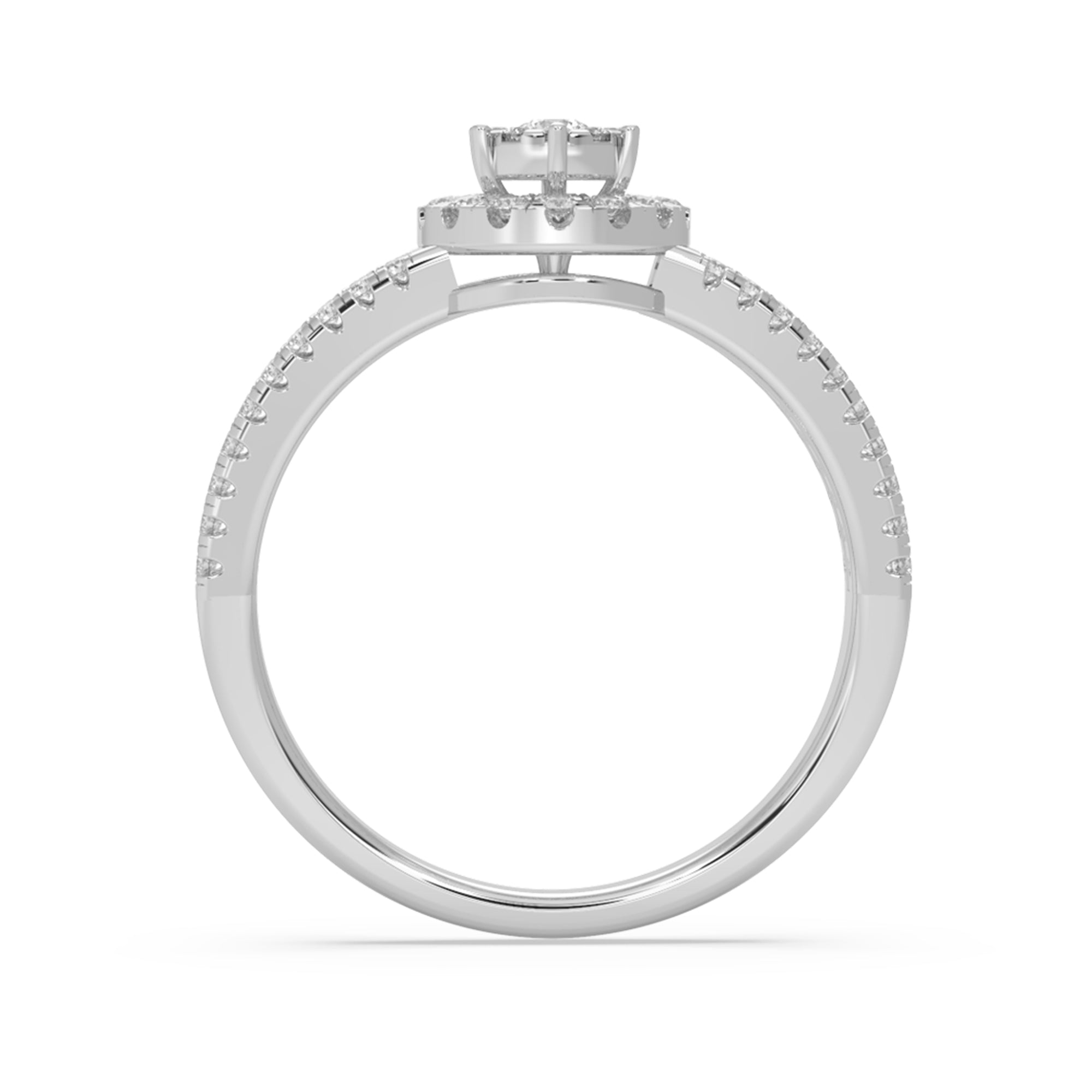 Round Brilliant Lab Grown Diamond Cluster Split Shank Engagement Ring