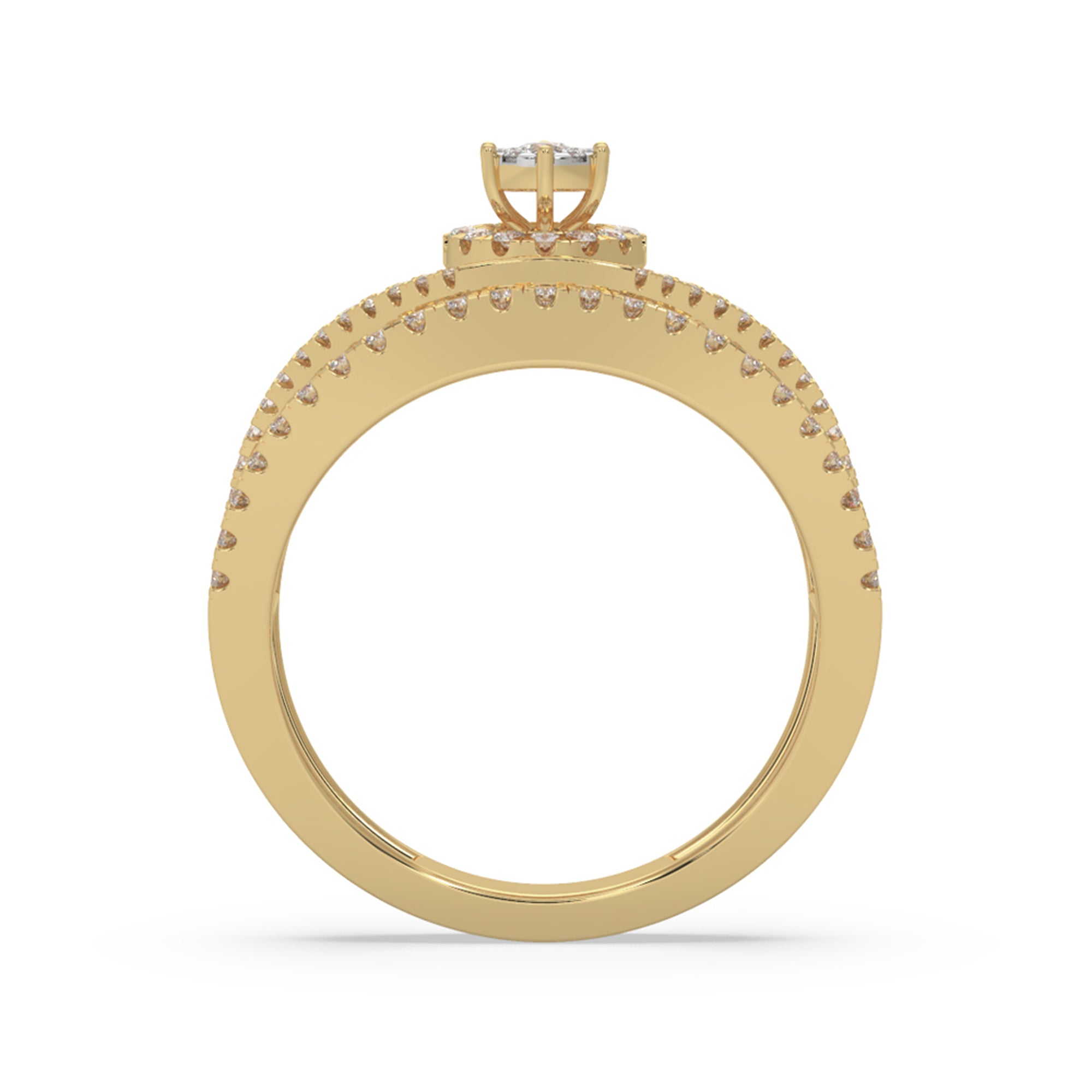 Round Brilliant Lab Grown Diamond Halo Openwork Wide Band Ring