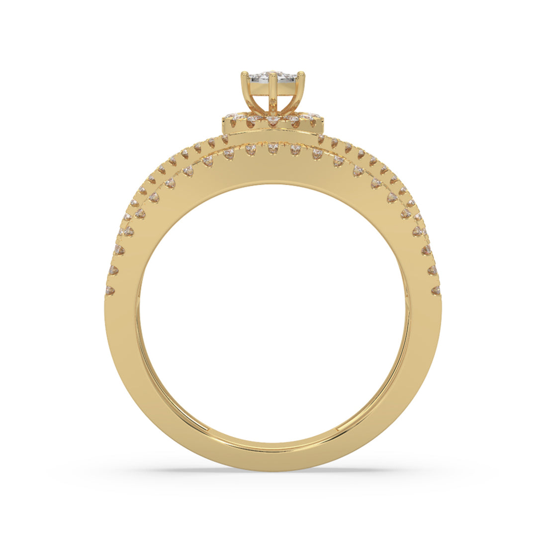 Round Brilliant Lab Grown Diamond Halo Openwork Wide Band Ring