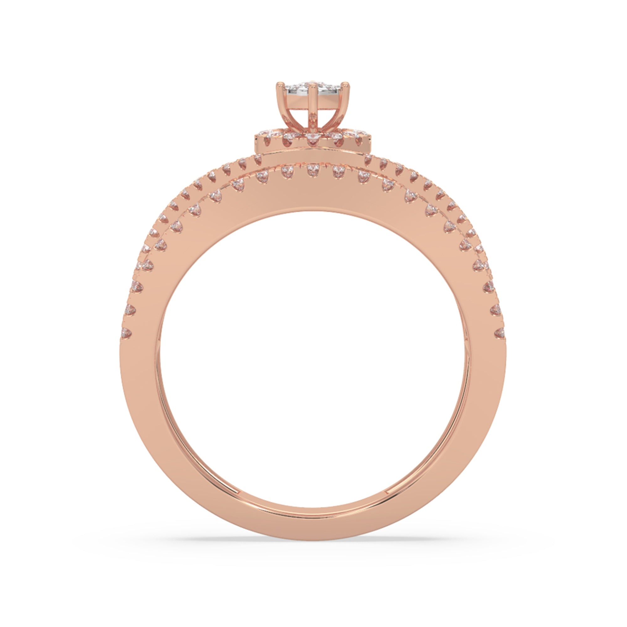 Round Brilliant Lab Grown Diamond Halo Openwork Wide Band Ring