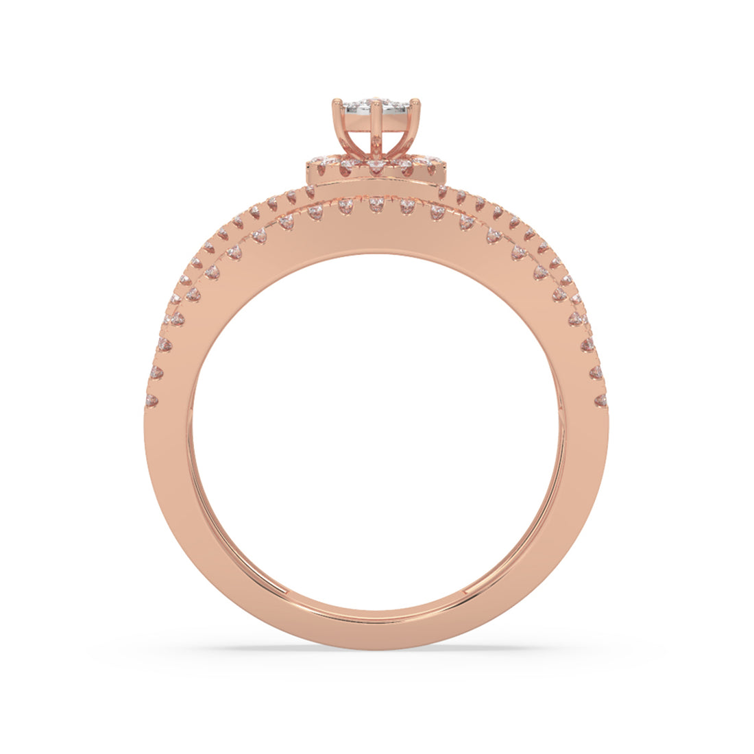 Round Brilliant Lab Grown Diamond Halo Openwork Wide Band Ring