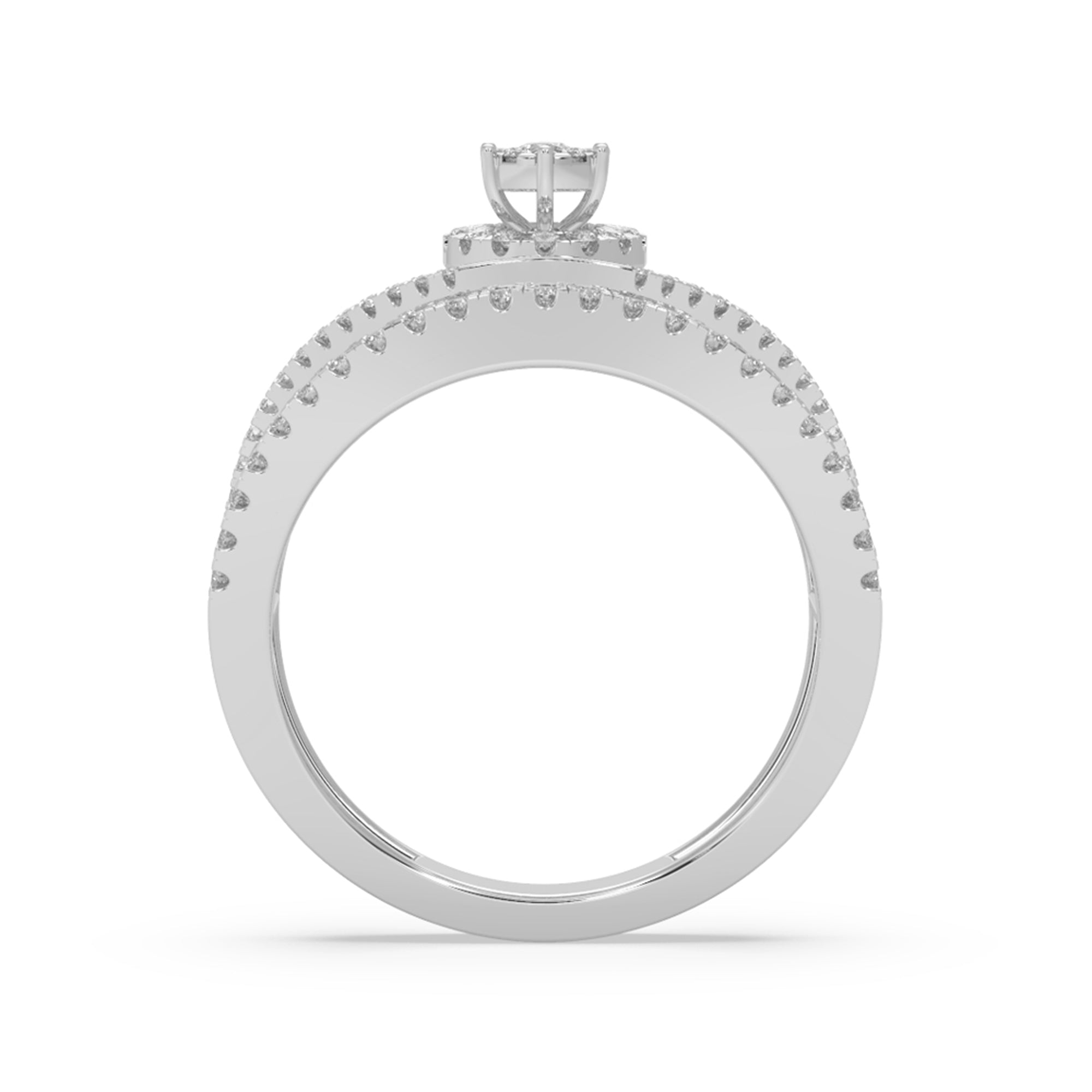 Round Brilliant Lab Grown Diamond Halo Openwork Wide Band Ring