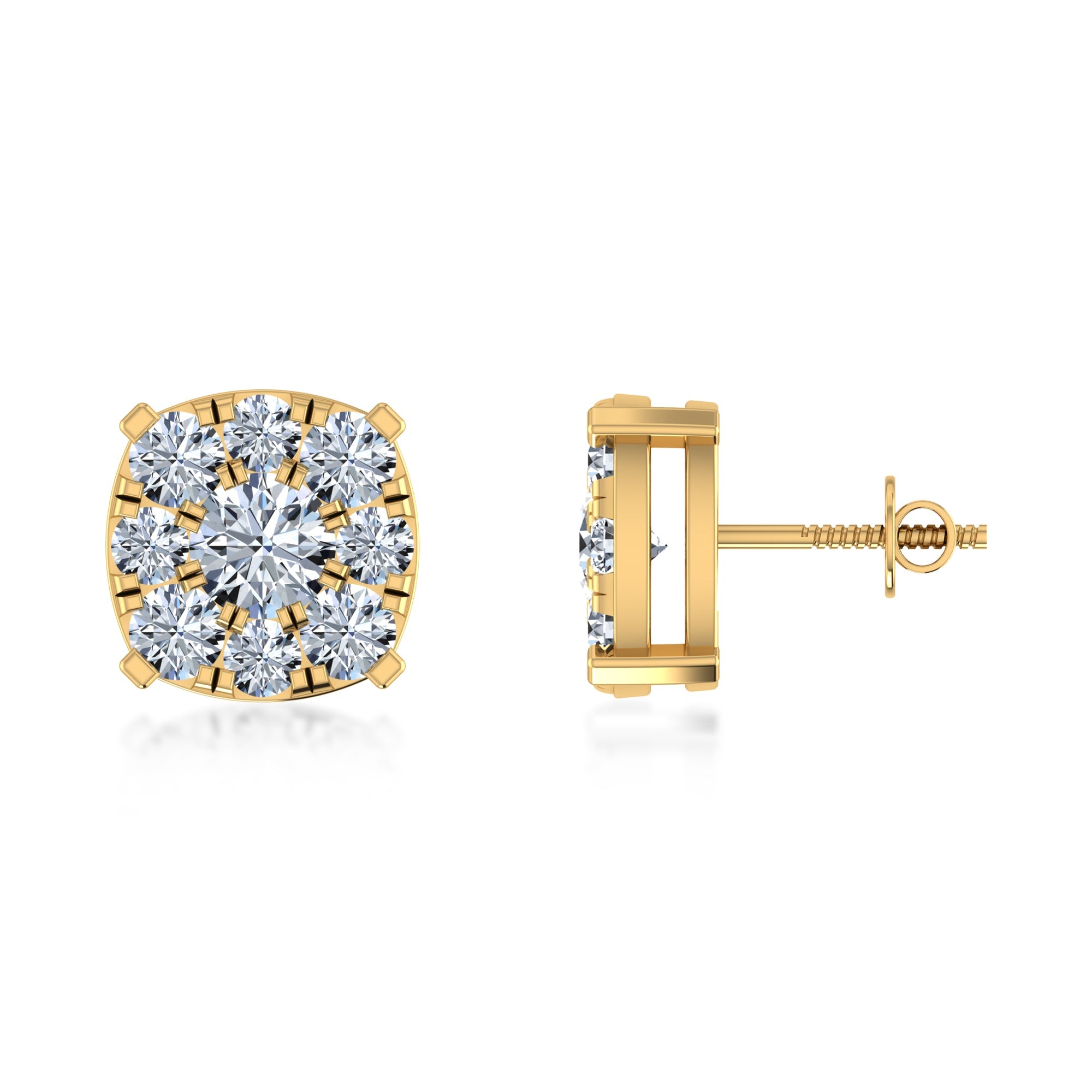 Round Brilliant Lab Grown Diamond Halo Stud Earrings