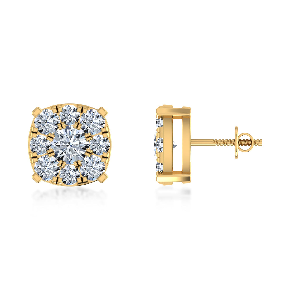 Round Brilliant Lab Grown Diamond Halo Stud Earrings