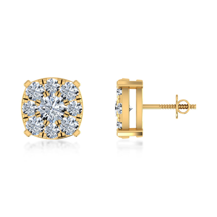 Round Brilliant Lab Grown Diamond Halo Stud Earrings