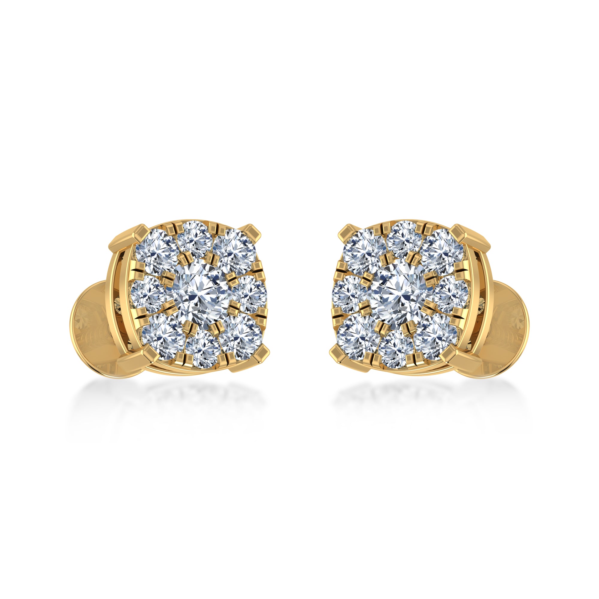 Round Brilliant Lab Grown Diamond Halo Stud Earrings 2