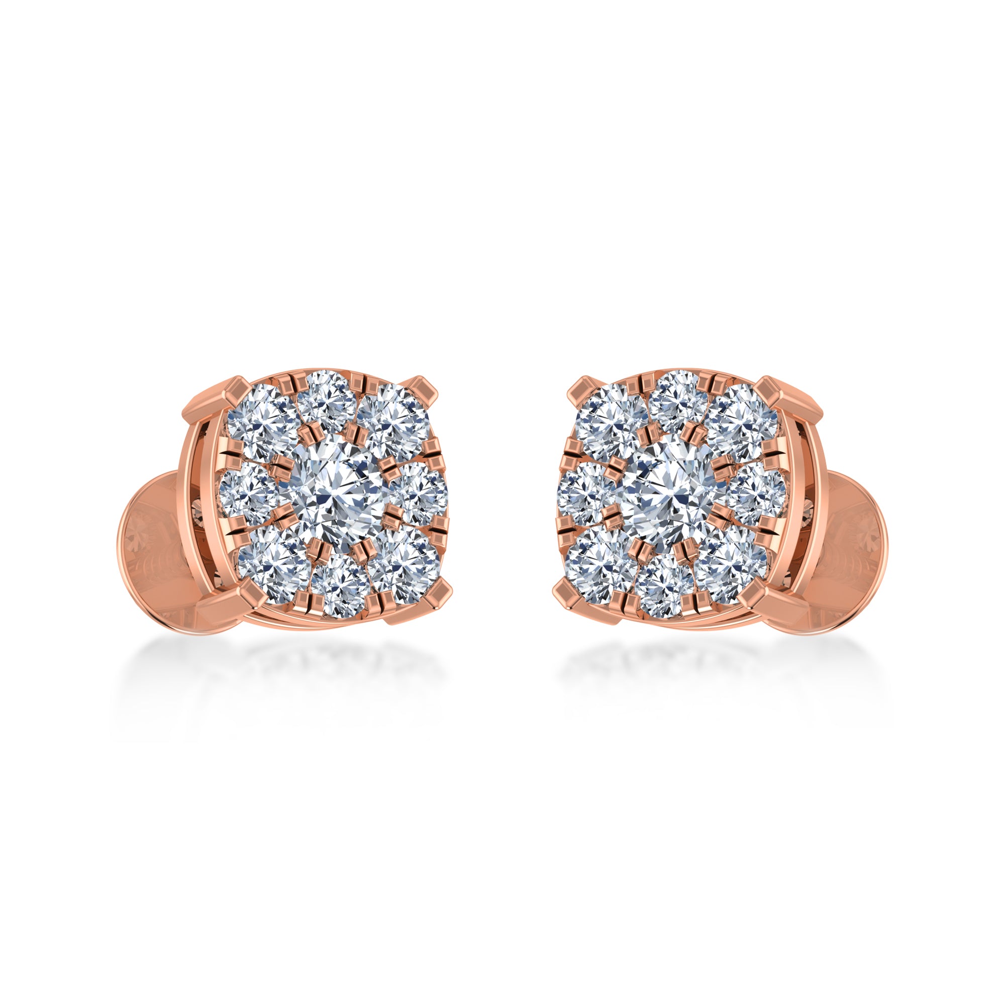 Round Brilliant Lab Grown Diamond Halo Stud Earrings 4