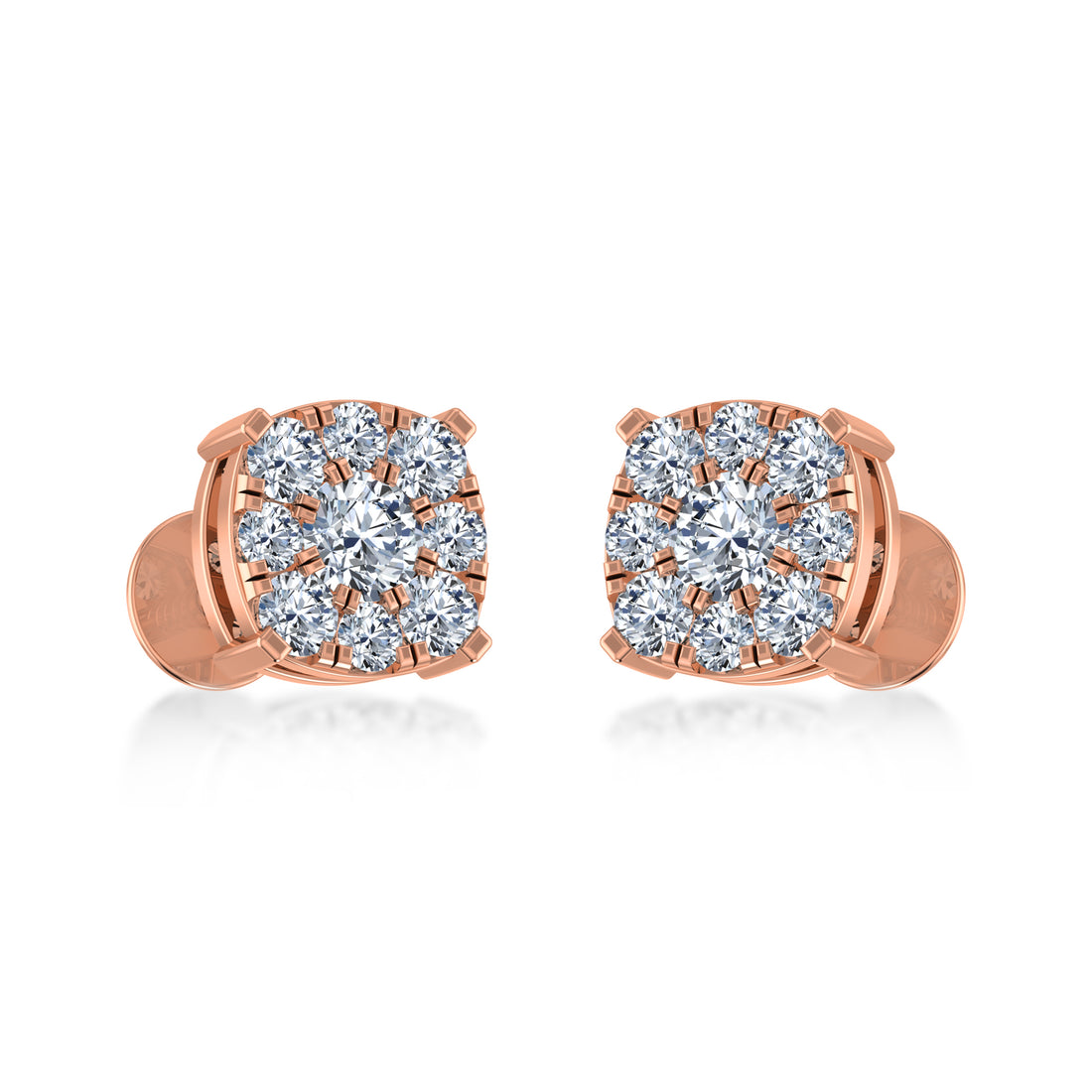 Round Brilliant Lab Grown Diamond Halo Stud Earrings 4