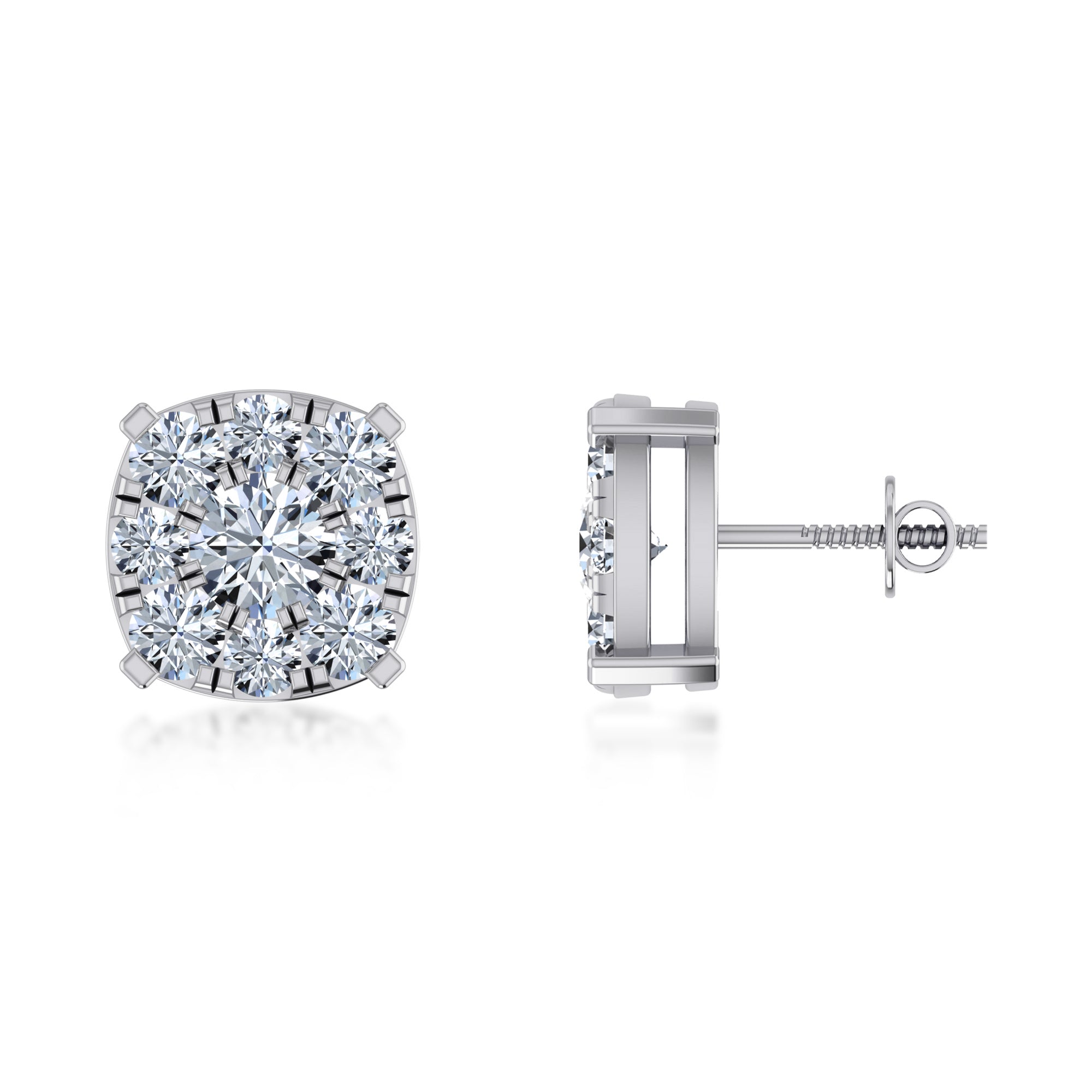 Round Brilliant Lab Grown Diamond Halo Stud Earrings 5
