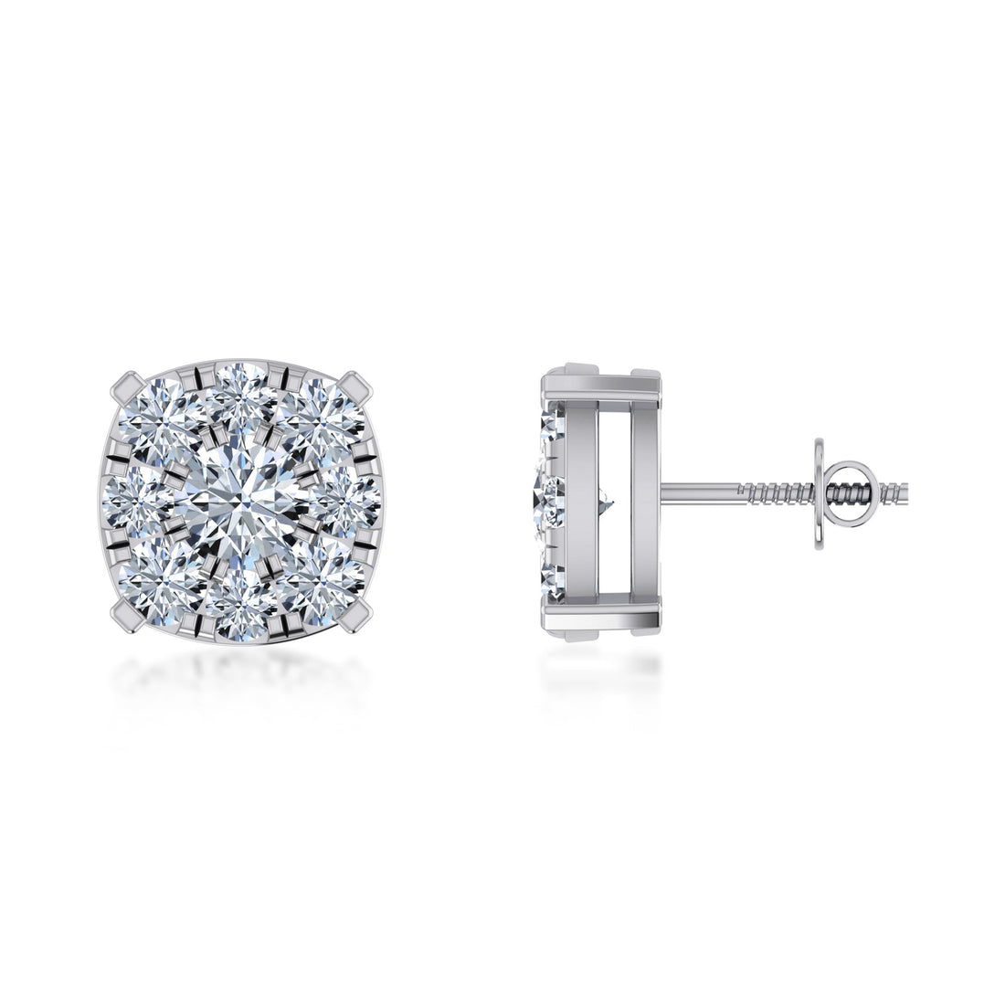 Round Brilliant Lab Grown Diamond Halo Stud Earrings 5