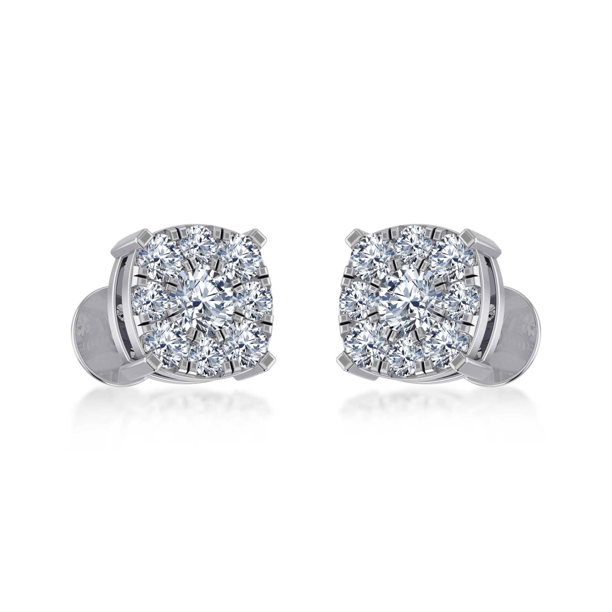 Round Brilliant Lab Grown Diamond Halo Stud Earrings 6