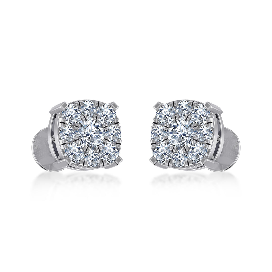 Round Brilliant Lab Grown Diamond Halo Stud Earrings 6