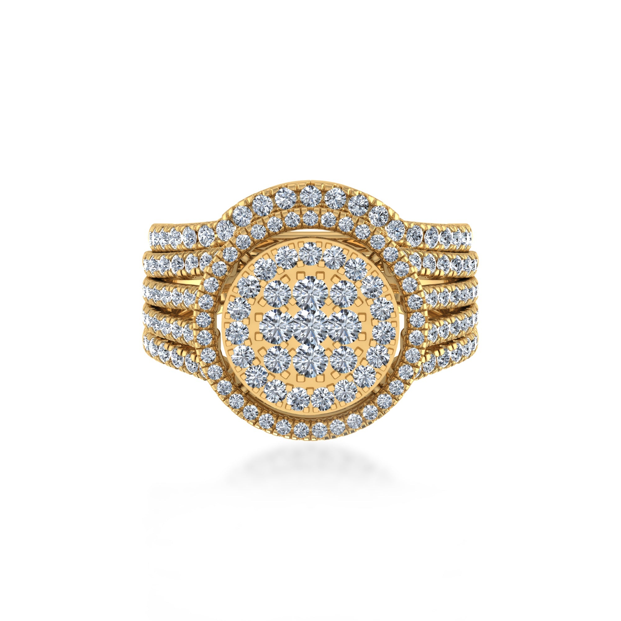 Round Center Lab Diamond Halo Band Ring