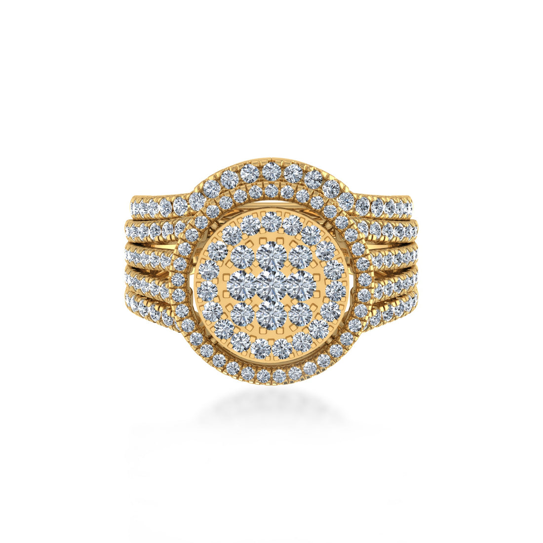Round Center Lab Diamond Halo Band Ring
