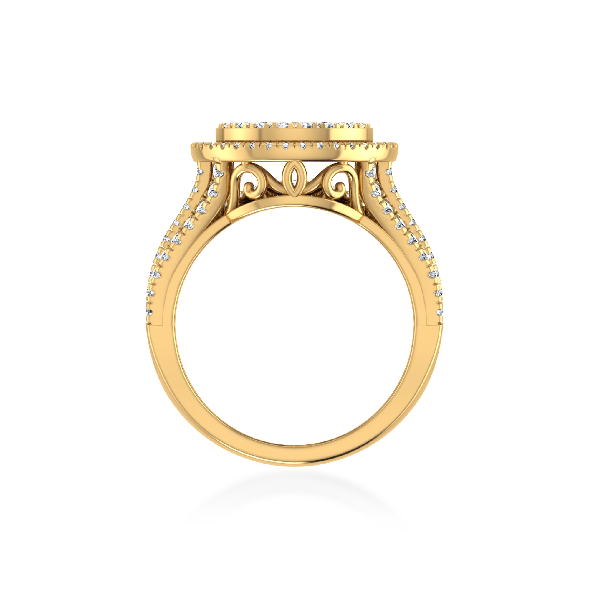 Round Center Lab Diamond Halo Band Ring 3