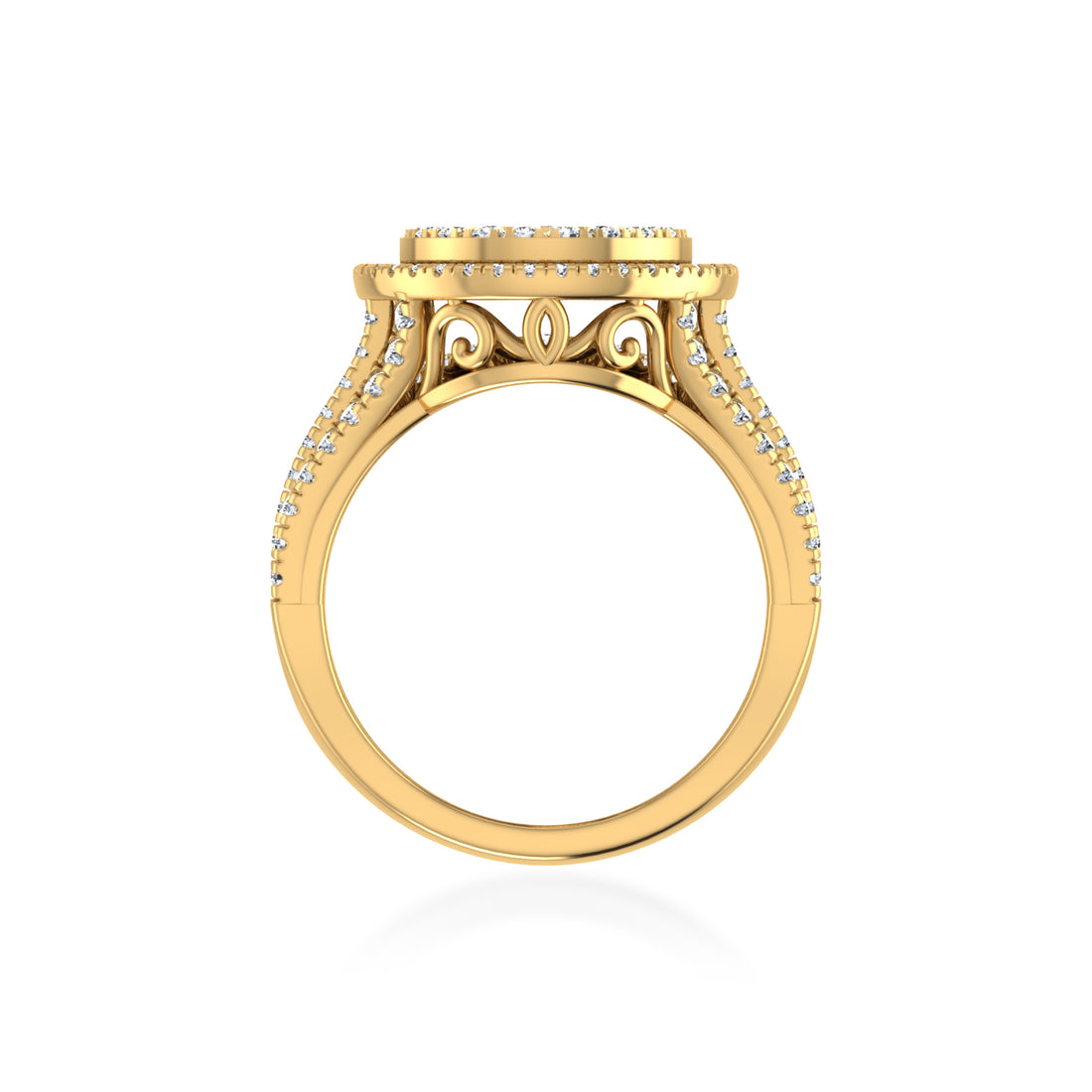 Round Center Lab Diamond Halo Band Ring 3