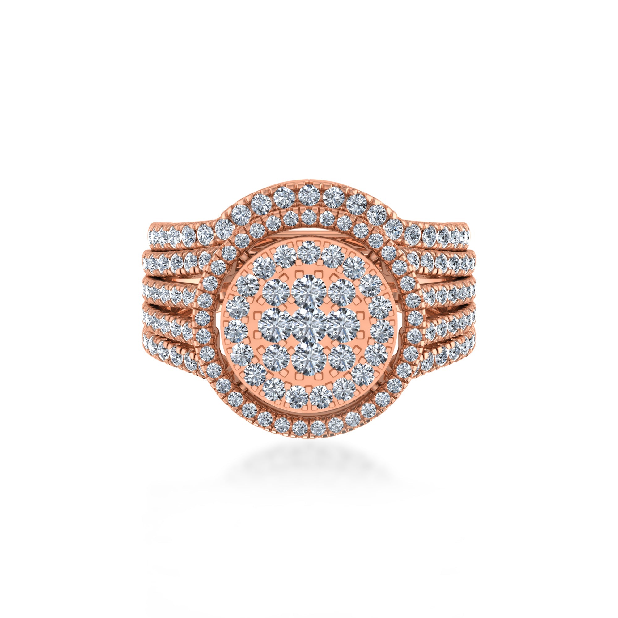 Round Center Lab Diamond Halo Band Ring 4