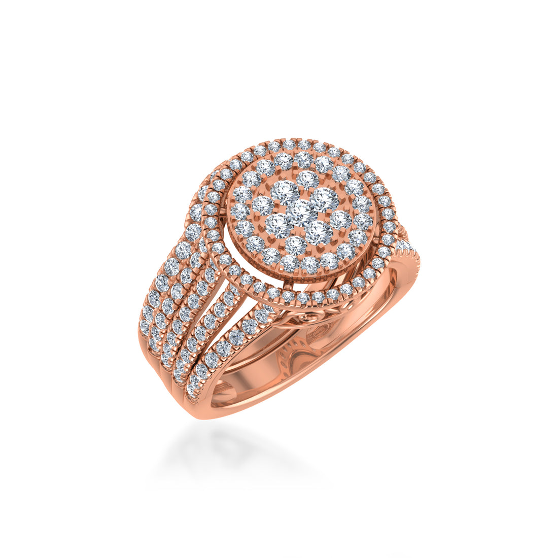 Round Center Lab Diamond Halo Band Ring 5