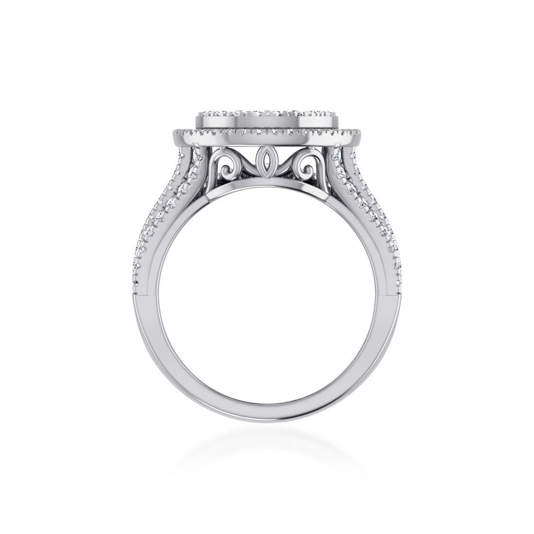Round Center Lab Diamond Halo Band Ring 9