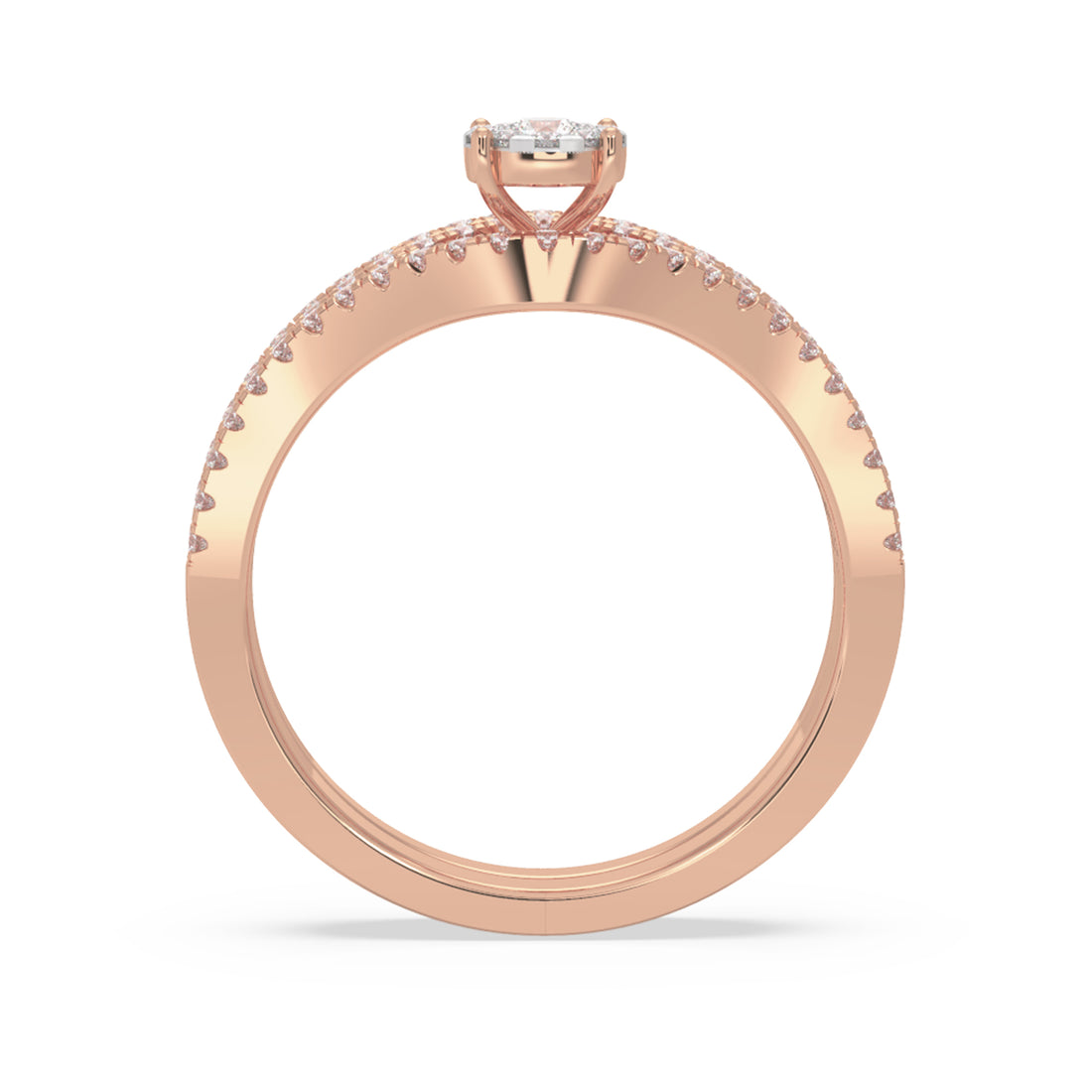 Round Cluster Halo With Contoured Pave Band Engagement Ring