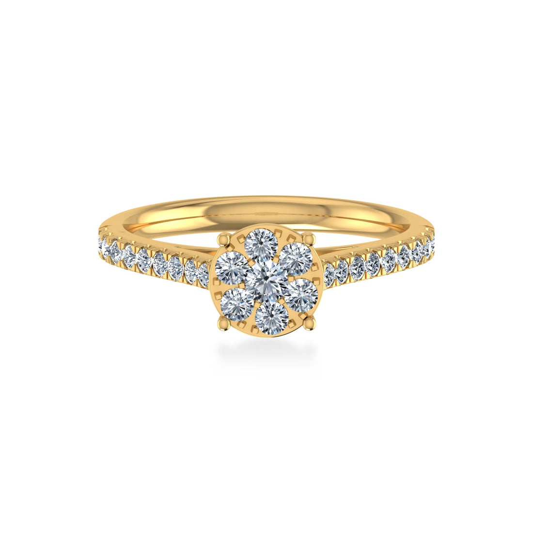 Round Cluster Lab-Grown Diamond Engagement Ring