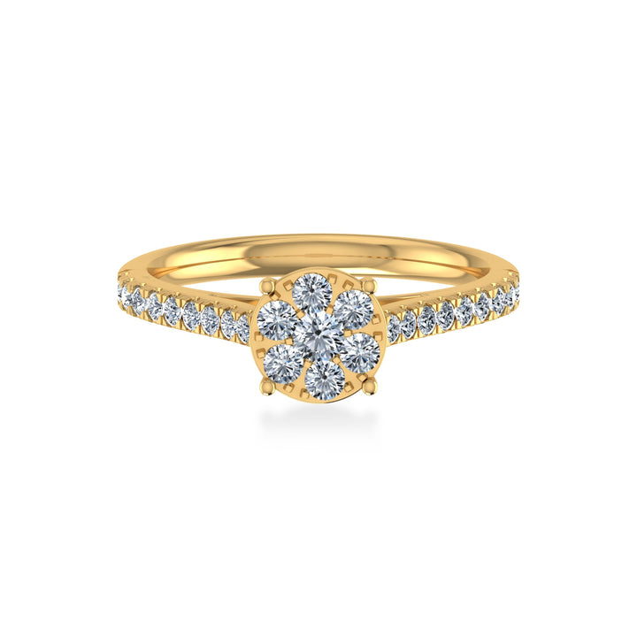 Round Cluster Lab-Grown Diamond Engagement Ring
